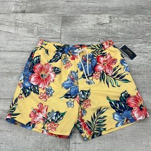 Polo Ralph Lauren Mens Traveler Swim Shorts Yellow‎ Tropical Flower Size L
